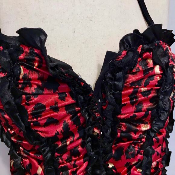Check Me First NWT Red, Black and Beige Leopard Print Bustier Women Various - Picture 9 of 13